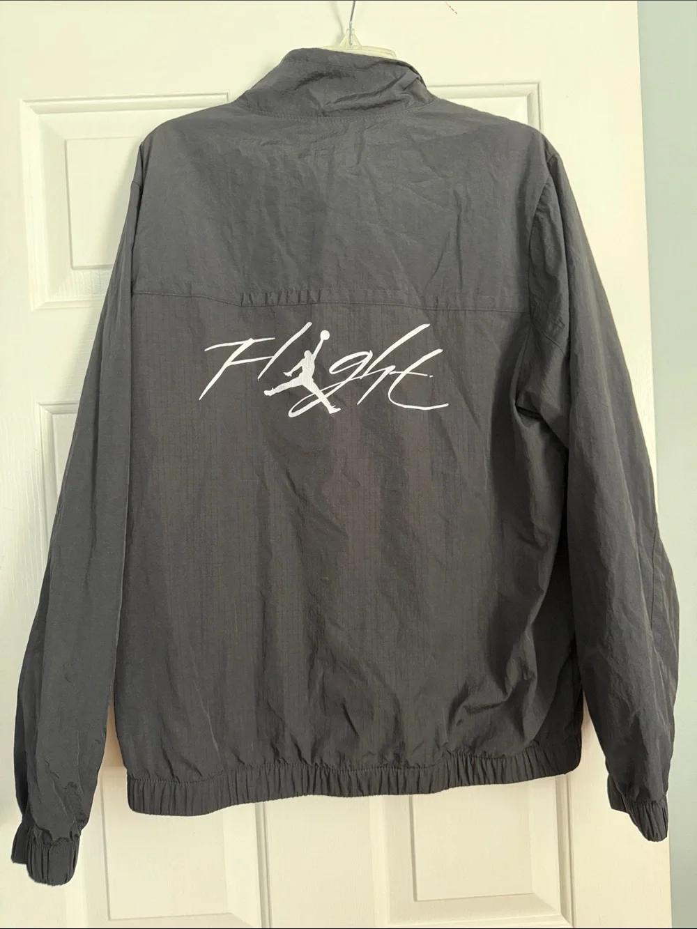 Jordan Men's Charcoal Black Windbreaker with White Jumpman